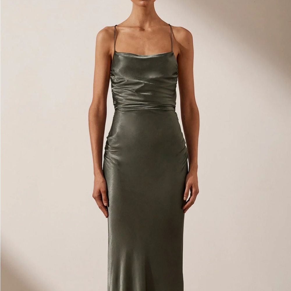 Shona Joy La Lune Lace Back Maxi Dress - Olive NWT